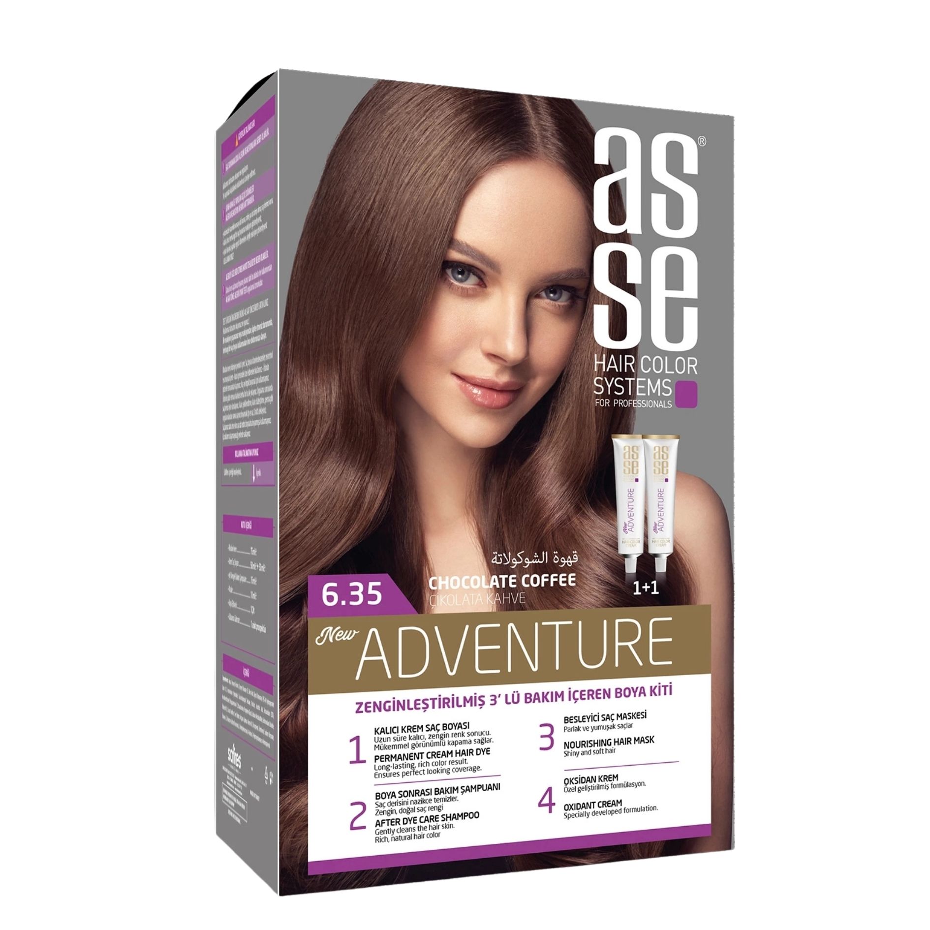 ASSE (6.35) SAÇ RENKLERİ SETİ ÇİKOLATA KAHVE (50+50) ML