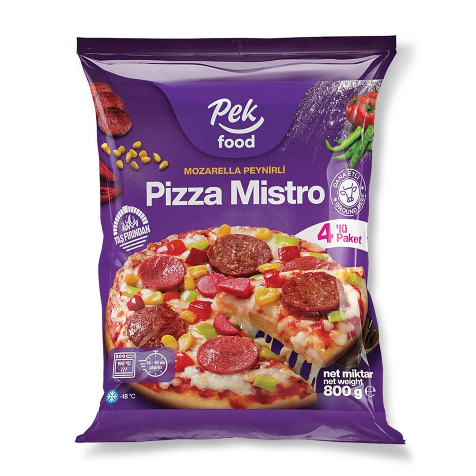 PEK FOOD PİZZA MİSTRO 800 GR 