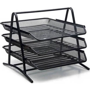 INOX METAL EVRAK RAFI 3LÜ SİYAH 0584