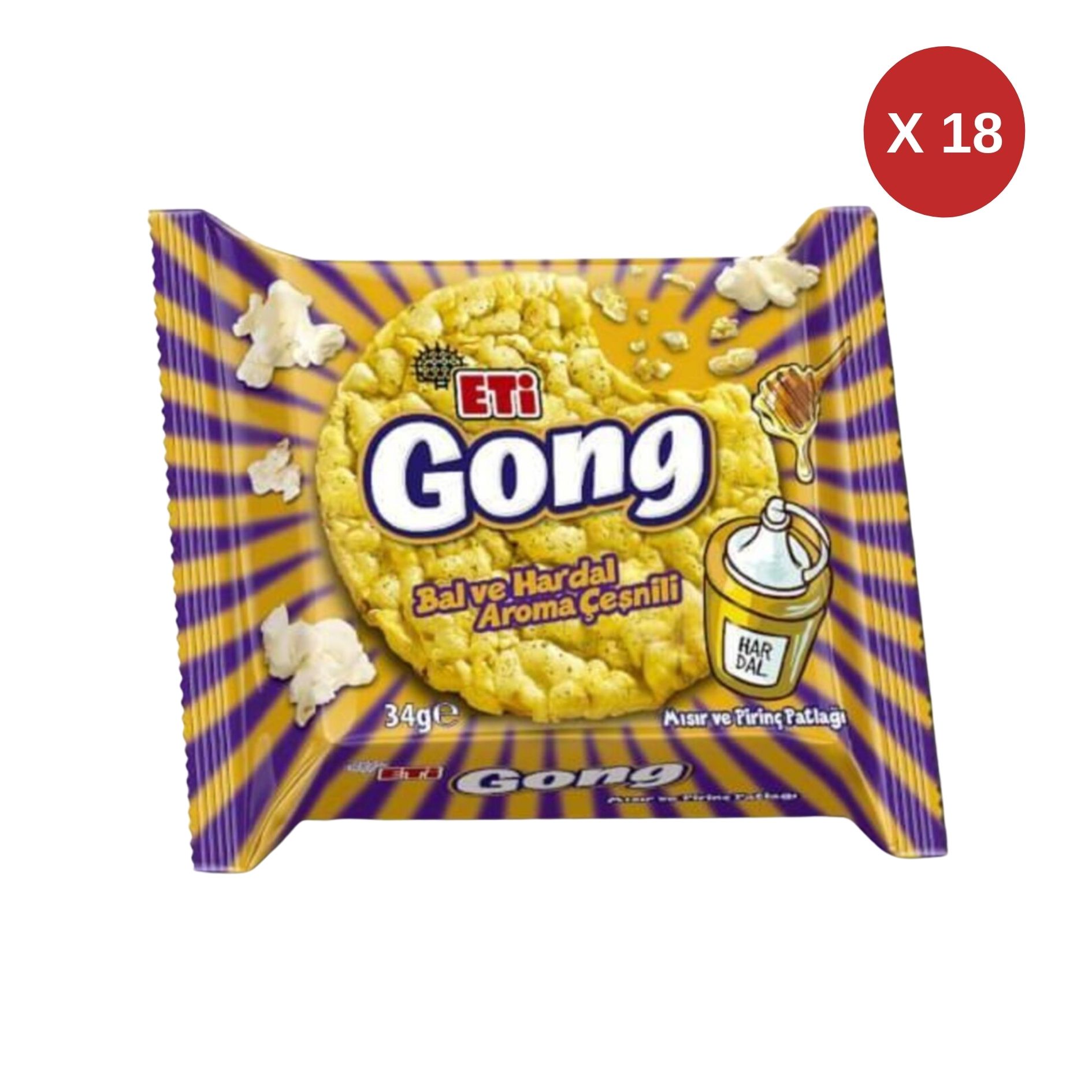 ETİ GONG BALLI HARDAL 34 GR ( 18 ADET )