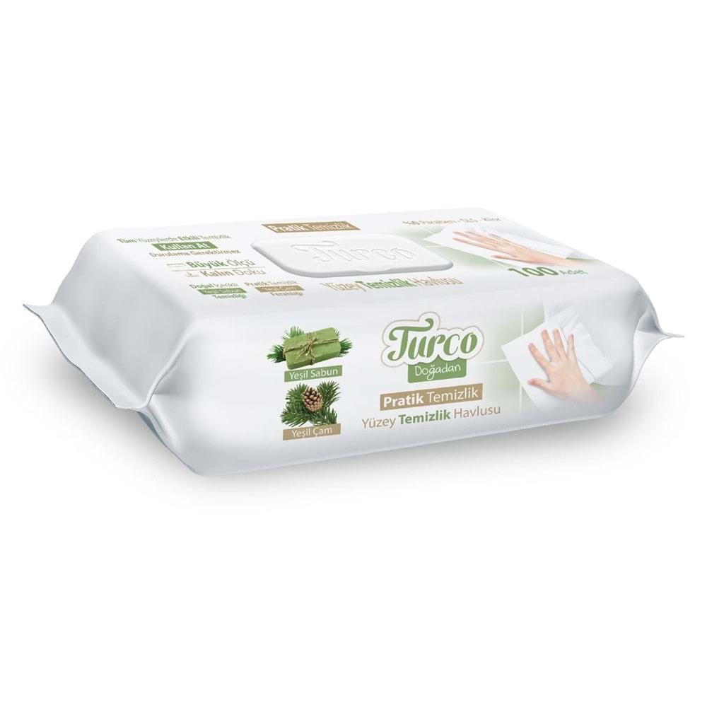 BABY TURCO YEŞİL SABUN/YEŞİL ÇAM YÜZEY TEMİZLEME HAVLUSU 100 YAPRAK